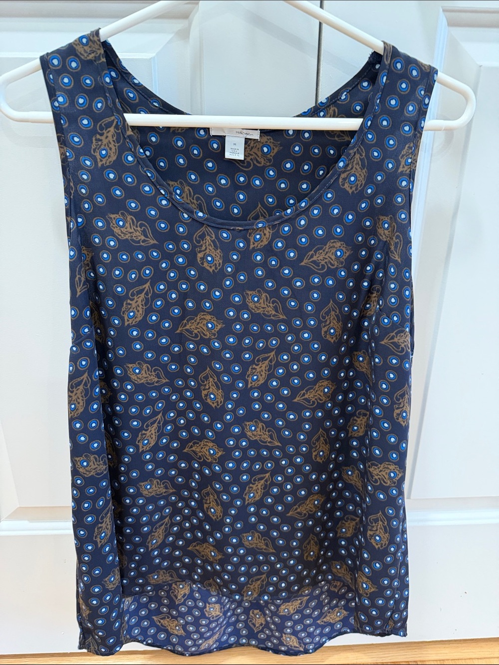Halogen Navy Blue Paisley Dot Sleeveless Camisole